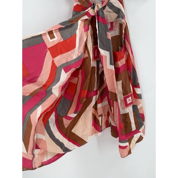 Nell Couture Multi Color Geometric Design Silk  Tank Top Blouse ZERO Easy Wear - Picture 3 of 9